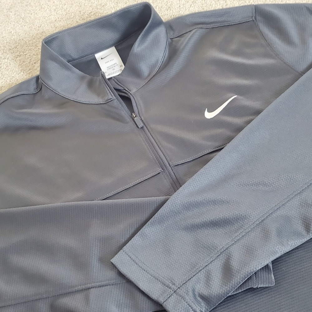 Nike Men's 1/4 Zip Pullover Size XL TALL Gray Long Sleeve Dri-Fit